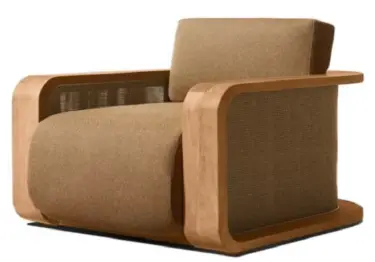 [SO4016TW/Santiago/Single sofa/Teak wood: TW005/Fabric color: AD1150021/Rattan weaving] Modelo REFLEXIÓN - Sofa individual (W85xD98xH76)