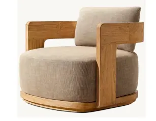 [SO4010TW/Bronte-Single sofa/Teak wood: TW004/Fabric color: F4586-001] Modelo SERENO - Sofa individual (W8OxD84xH71)