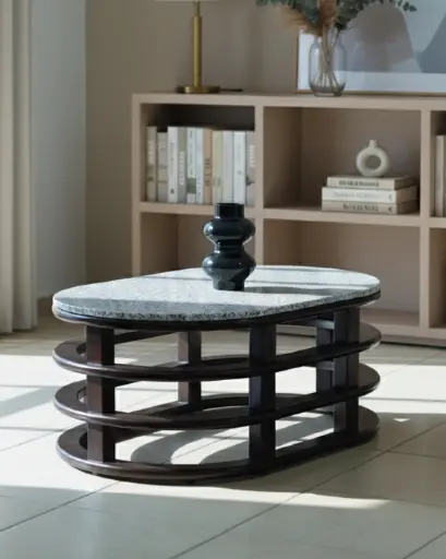 Modelo EPIC - Mesa de Centro top de Granito - base madera